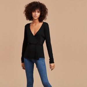 Aritiza-Wilfred Free Katsia Mauve Wrap Tie Long Sleeve Top